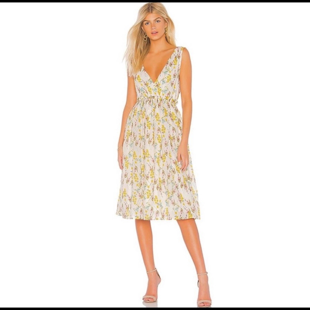 Line + Dot Fleur Revolve Flower Print Midi Dress L